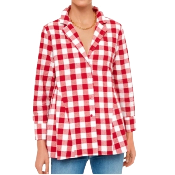 Pomander Place Tops - Pomander Place Red and White Gingham Checkered Button Down Top Size XL